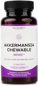 Chewable Akkermansia Probiotic and Prebiotic Supplement NOVO 2.0 with HMO, Supports Gut and Oral Microbiome, Supplements for Digestive Health and Skin Vitality, Targeted Delivery, 30 Tablets