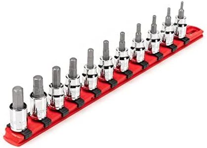 TEKTON 3/8 Inch Drive Hex Bit Socket Set, 11-Piece (3-10 mm) with Rail | SHB91107