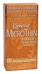 Kimono MicroThin Ribbed + Sensi-Dots I Textured Lubricated Condoms for Her I 5x Tested, Stronger, Reliable I Form-Fitting Shape I Made with Premium Natural Latex I 12 Count