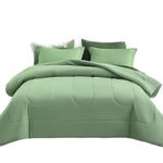 Maple&Stone Twin Size Comforter Set 5 Pieces Bed in a Bag - Down Alternative Bed Set with Sheets,Pillowcases & Shams,Soft Reversible Duvet Insert,Sage Green