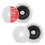 Pyle PDIC60 in-Wall/in-Ceiling Dual 6.5-inch Speaker System, Directable Tweeter, 2-Way, Flush Mount, White (Pair)