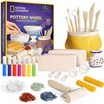 NATIONAL GEOGRAPHIC Pottery Wheel Refill Kit ââ‚¬â€œ 2 lbs. Air Dry Clay, 30 Pottery Tools & Accessories, Gemstone Chips, Sculpting Clay Tools, 7 Paints & More, Great Craft Kit for Kids (Amazon Exclusive)