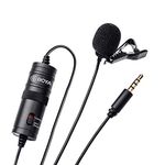 BOYA by-M1 3.5mm Electret Condenser Microphone with 1/4" Adapter for Smartphones iPhone DSLR Cameras PC, Black