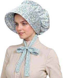 gagift world Colonial Hat, Vintage Floral Bonnet with Tie Band, Pioneer Bonnet Mob Hat Maid Cap Maid Costume for Women and Girls Dress Up Cosplay Accessories for Halloween