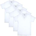 Hanes Men's ComfortSoft 4 Pack FreshIQ Cotton V-Neck T-Shirt, White, Medium