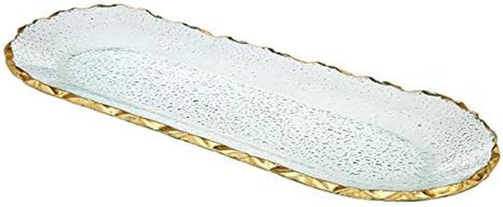 Godinger Harper Oval Serving Tray Platter - Gold Trimmed
