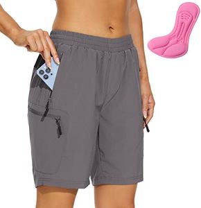 Cycorld Women-Mountain-Bike-Shorts with 3D Padded, Loose-Fit Breathable Bike-Shorts with Pockets (Grey, 2X-Large)