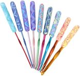 Coopay Warm Crochet Hooks Comfort Grip, Pretty Starry Night Art Handle Crochet Set for Beginners, Longer Aluminum Shaft Crochet Hook Set 2.0mm-6.0mm, Smooth Crochet Needles Set for Crochet Yarn