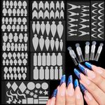 EBANKU 144 PCS French Nail Forms Sticker, Silicone French Tip Nail Stickers French Manicure Stickers for Dual Nail Forms Reusable Silicone Pads for French Manicure