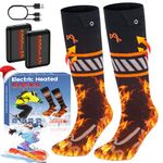 AHOZEE Heated Socks, 5V 5000mAh Rechargeable Heated Socks for Men Women, Unisex Electric Heating Socks 360° Toe Heating Area & 4 Heat Settings, Washable Heated Foot Warmers for Skiing, Camping, Hiking