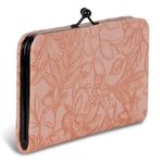 Wallet for Women Stylish Latest Clutches Floral Flower Printed design Vegan Leather Mobile phone Holder Card Slots Kiss Lock Zip Pocket Hand Clutch for Daily Use Girls Gift Party Ladies Purse (Peach)