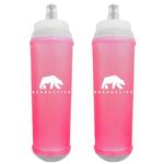 Bearactive 2 x Lightweight Running Water Bottle Soft Flask 500ml - TPU BPA Free Plastic, Leak Proof Foldable Water Bottle, Collapsible Water Bottle for Running Vests and Belts (Pink, 2 Pack - 500ml)