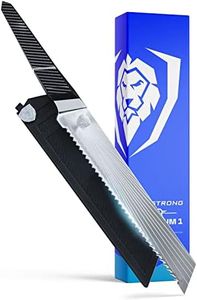 DALSTRONG Serrated Bread Knife - 9" - Quantum 1 Series - American Forged BD1N-VX High-Carbon Steel - Carbon Fibre G10 Hybrid Handle - Leather Sheath