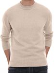 Sailwind Men's Jumpers Tops Winter Warm Knitted Crew Neck Jumper Long Sleeve Soft Cozy Mock Neck Knitwear Pullover Sweaters for Men (Beige, 2XL)