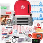 72HRS Deluxe Emergency Survival Kit - Heavy Duty 72 Hour Bug Out Bag Survival Kit for Earthquake, Hurricane, Tsunami, Winter, Blackout - Includes Emergency First Aid Kit, Water, Food (Red 1 Person)