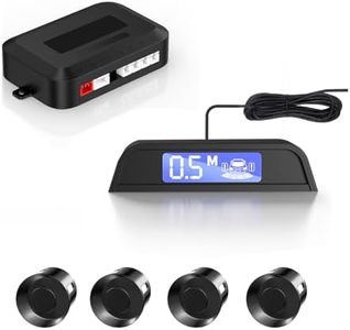 Compact Screen Parking Sensors with Sound Warning, 4 Black Parking Sensors for Car, Vans, RV, Trailer – Reliable Rear Obstacle Detection
