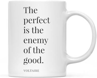 Andaz Press Taza de café con cita inspiradora motivacional de 11 onzas, regalo de The Perfect is The Enemy of The Good. Voltaire, 1 paquete, Navidad, cumpleaños, graduación para él y ella, incluye