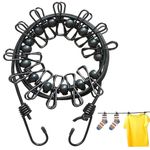 Portable Travel Clothesline - Adjustable Elastic Travel Camping Retractable Clothesline with 12pcs Clips for holidays, travel, camping, outdoor balcony(Black)