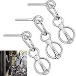 Horse Tie Ring Stainless Steel Horse Tack and Supplies Safety Horse Accessories with Eye Bolts and Snaps Saddle Horse Training Equipment for Pulling Back, Silver (3 Sets)