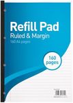 SUMMIT Lined Paper A4 Refill Pad, 160 Page, Single Notepad, White