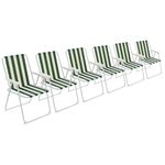 Harbour Housewares Folding Beach Deck Chair - Green Stripe - Pack of 6 - Metal Outdoor Patio Seat for Picnic, Garden, Camping