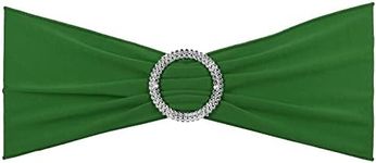 PATIKIL 14"x5" Stretch Chair Sashes Bows, 25 Pack Elastic Chair Bands Sashes with Buckle Slider for Wedding Banquet Decorations, Dark Green