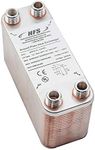 HFS(R) 40-Plate Stainless Steel 304 Homebrew Beer Wort Chiller Heat Exchanger, 7.5" x 2.9", 1/2" MALE NPT x 1/2" MALE NPT, Quick Beer Cooling System (7.5" 2.9"/40 plate, 1/2" x 1/2" NPT)