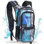 Clear Transparent Hydration Pack, Hydration Backpack - Water Backpack with 2l Hydration Bladder, Festival Essential - Rave Hydration Pack Hydropack Hydro for hiking, running, festival gear