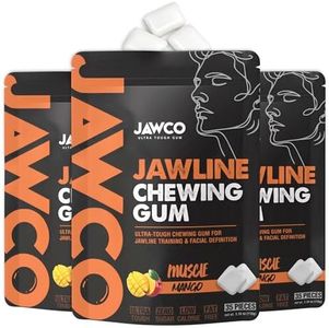 JAWCKO Ultra-Tough Jawline Chewing Gum | Get a Stronger, Squarer Jawline | Mango Jaw Training Hard Gum | 15X Strength | Chisel, Sculpt, Tone your Jawline | Facial Fitness Mewing Gum | 40 Pieces/Pack