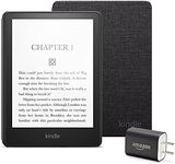 Kindle Paperwhite Essentials Bundle including Kindle Paperwhite (16 GB), Fabric Cover - Black, and Power Adapter