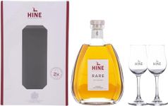 Hine Rare French Cognac & 2 x Tasting Glasses, Smooth & Elegant Fine Champagne Cognac, Best Enjoyed Neat, Rare Hine Cognac, Grande & Fine Region Grapes, Fruity & Floral Brandy, 70cl, 40% ABV