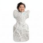 Love To Dream Swaddle Up Transition Bag, Twin Zipper, Arms-Free Baby Sleep Sack with Zip-Off Wings, Lightweight, Hip Healthy, Moderate Temperatures 24°C & 27°C, Bamboo Stars & Moon, Medium (3-6Months)