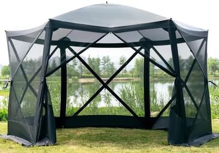 EVER ADVANCED Pop Up Gazebo Screen House Tent for Camping 11.5 ft for 8-10 Person Instant Canopy Shelter with Netting Portable for Outdoor, Backyard