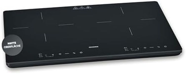Severin Doppel-Induktionskochplatte 2 Platten, kratzfeste Glaskeramik-Kochfelder, matt, 10 Leistungsstufen, Touch-Display, Timerfunktion, automatische Abschaltung, 3.400W, schwarz, Glas, DK 1033