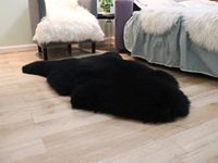 Woolous Black Sheepskin Rug, New Zealand Authentic Large Genuine Natural Fur Fluffy Area Real Sheep Skin Throw Rug for Bedroom Living Room(Single Pelt 2x3ft,Black)