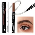 Eyebrow Pencil, Microblading Eyebrow Pen with 4 Micro-Fork Tip Waterproof Microblade Tattoo Pencil Long-Lasting Magical Precise Brow Pen 3D Natural Looking Brows for Beginners Coffee Brown