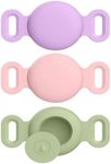 3 Pack Air Tag Dog Collar Holders, Soft Silicone GPS Tracking Accessories Anti-Lost & Anti-Scratch Protective Cases for Apple Airtag for Cat, Dog Collars (Light Purple+Pink Sand+Matcha Green, Small)