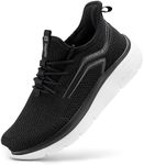 FitVille Extra Wide Fit Trainers for Men Slip On Arch Support Road Running Shoes Lightweight Athletic Sneakers for Gym Fitness Jogging Walking, Black, 10.5 Wide