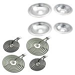 Siwdoy WB31T10010 WB31T10011 Chrome Drip Pans and WB30M1 WB30M2 Surface Elements, Compatible with GE Hotpoint Range Stove