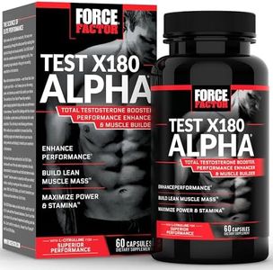 Force Factor Test X180 Alpha Total Testosterone Booster for Men with Fenugreek Seed and Maca Root to Increase Blood Flow, Build Lean Muscle, Improve Male Athletic Performance, 60 Capsules
