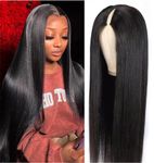 V Part Wigs Straight Brazilian Virgin Human Hair Wigs For Women Upgrade U Part Wigs Human Hair Full Head Clip In Half Wig V Shape Wigs No Leave Out Lace Front Wig 180% Density Natural Color 16 Inch
