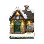 RasuDecor 1Pc 6" Resin Christmas Snow Scene Village Houses Figurines Warm White Christmas Festive Holiday Tabletop Ornament Indoor Room Décor #RasuImpex (RD-XMSCSL04)