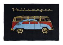 BRISA VW CollectioBRISA VW Collection Volkswagen Soft Cuddly fluffy Fleece Blanket throw in T1 Bus & Beetle Design (150x200 cm/59x78.7 in.) (Bus/Black)