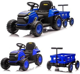 Garvee Toddlers Ride on Tractor with Detachable Garden Cart, 12V Electric Kids’ Vehicle with Trailer, Ages 3–8, Max Load 66 Lbs, Up to 2.5 Mph, Battery-Powered 8-Wheel, Remote Control, Garden Game