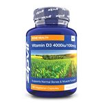 Vitamin D3 4000 iu, 180 Vitamin D Vegetarian Softgels. 6 Months Supply. Vegetarian Society Approved.