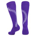 American Trends Softball Socks for Youth Girls & Adult Baseball Softball Socks Athletic Socks with Stitchs Youth Girls, Purple, Large