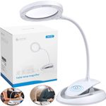 eSynic Magnifying Lamp Popular 5X 10x Magnifying Glass with Light Hand Free Magnifier Lamp USB Rechargeable Magnifying Desk Lamp Clamp Daylight LED Magnifying Lamp with 15 LEDs for Reading Craft etc