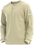 PTAHDUS FR Shirts for Men, 7.1oz CAT2/HRC2 Flame Resistant Shirts Long Sleeve, 100% Cotton FR Clothing for Men (7.1oz Orange/Khaki, X-Large)