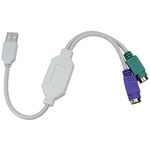 rhinocables USB Male to 2 x PS/2 PS2 Female Splitter for keyboard & Mouse with Purple Green Connections