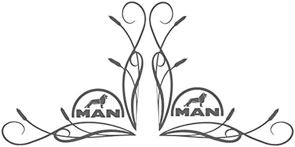 2 Stickers Autocollants décor de vitre Man Camion Truck, peganitas, aufkleber (Blanc)